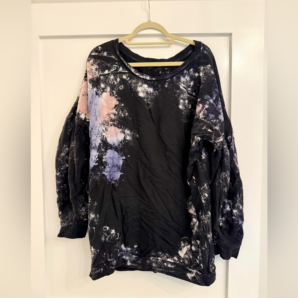 Free People Black and Pink Tie-Dye Sweatshirt